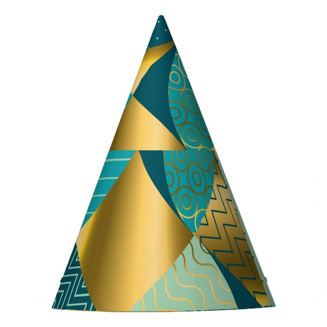 Chapéu De Festa Tecido geométrico de safra, retalhamento perfeito. (Frente)