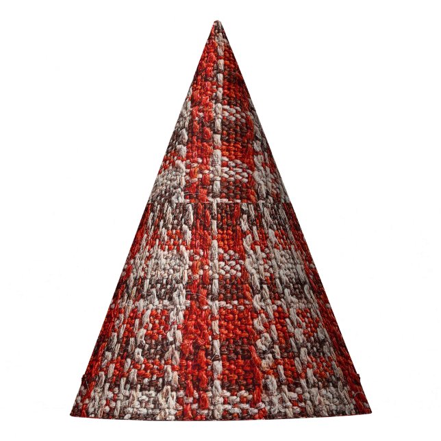 Chapéu De Festa Tecido Vermelho Tartan: Fundo Texturizado (Frente)
