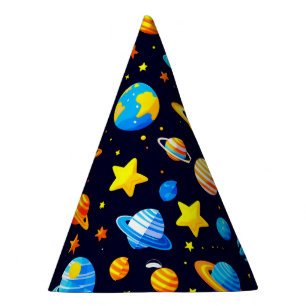 Chapéu De Festa Tema Espacial Colorido Com Planetas