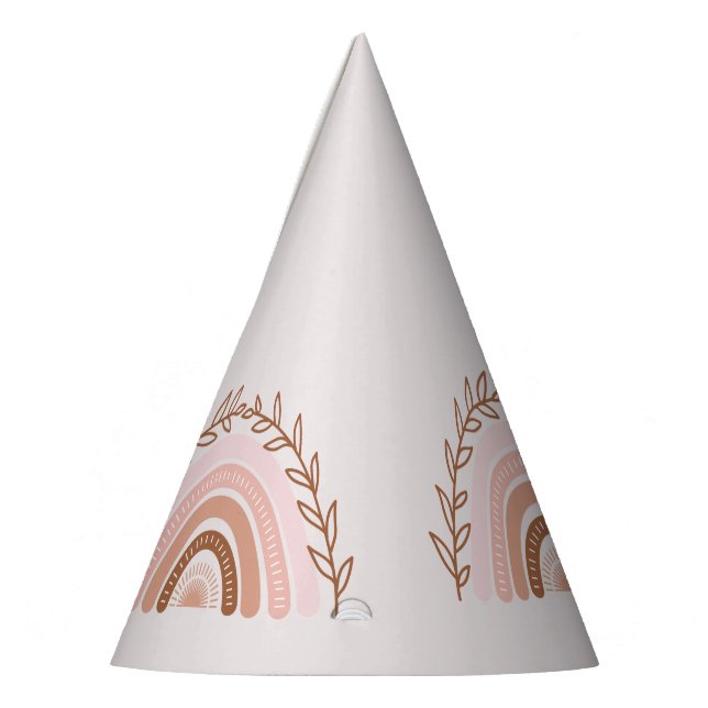 Chapéu De Festa Terracotta Boho Rainbow Birthday (Esquerda)