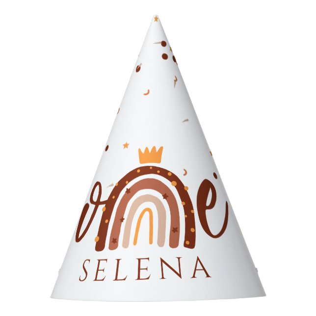 Chapéu De Festa Terracotta primeiro aniversario Arco-Íris (Frente)