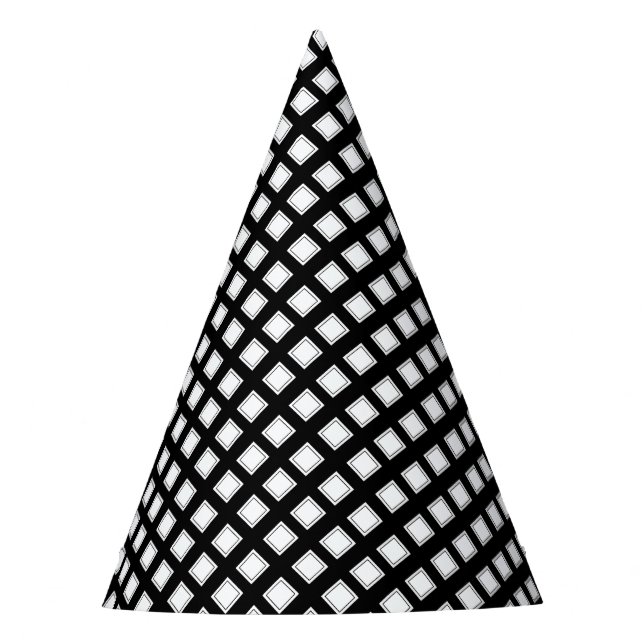Chapéu De Festa Teste padrão Checkered preto e branco (Frente)