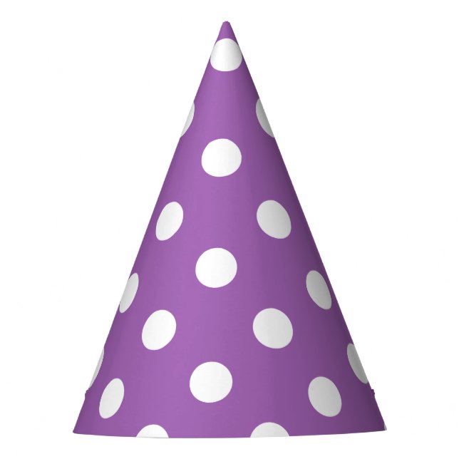 Chapéu De Festa Teste padrão de bolinhas roxo e branco (Frente)