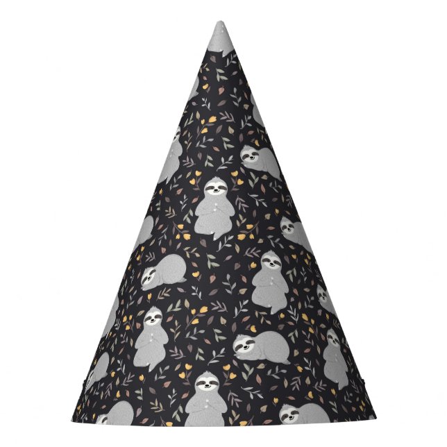 Chapéu De Festa Teste padrão tropical da preguiça do bebê (Frente)