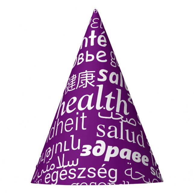 Chapéu De Festa Texto de Integridade Várias Idiomas Parte Roxo (Frente)