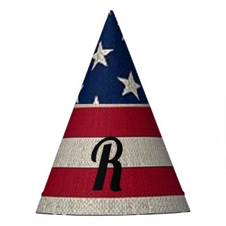 Chapéu De Festa Texto do Monograma Linen Sinalizador Americano Pat