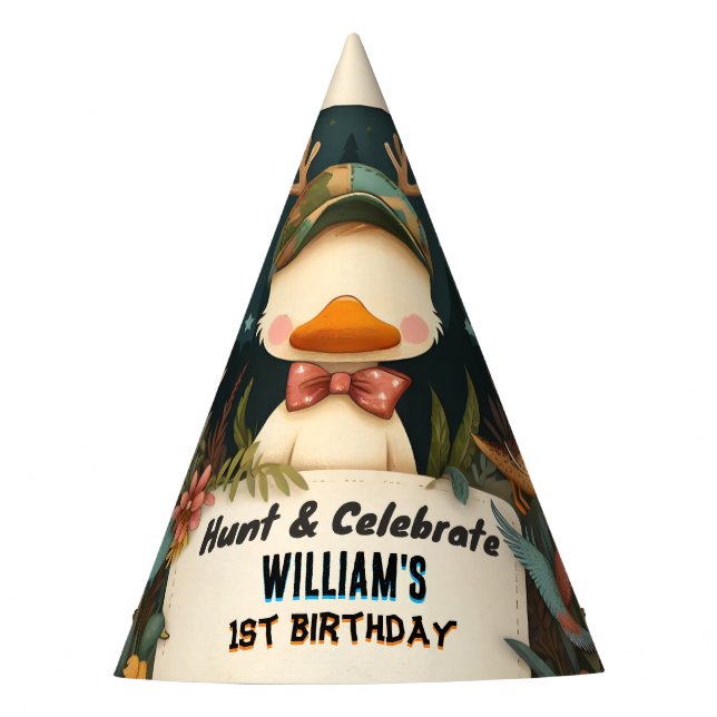 Chapéu De Festa Tone Wild Camo Oh Deer Duck primeiro aniversario d (Frente)