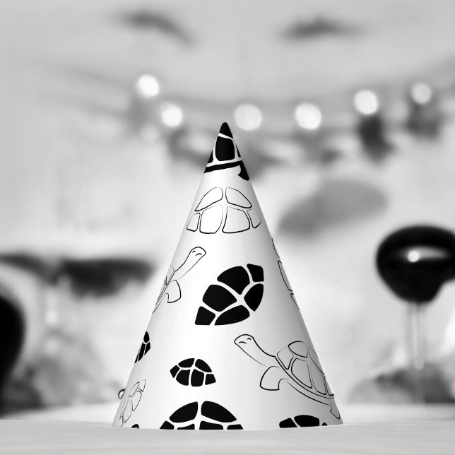 Chapéu De Festa Tortura Branca e Negra (Turtle cartoon Paper party hat, Kids,adults,party birthday hat,Baby Shower,wedding,celebration hat)