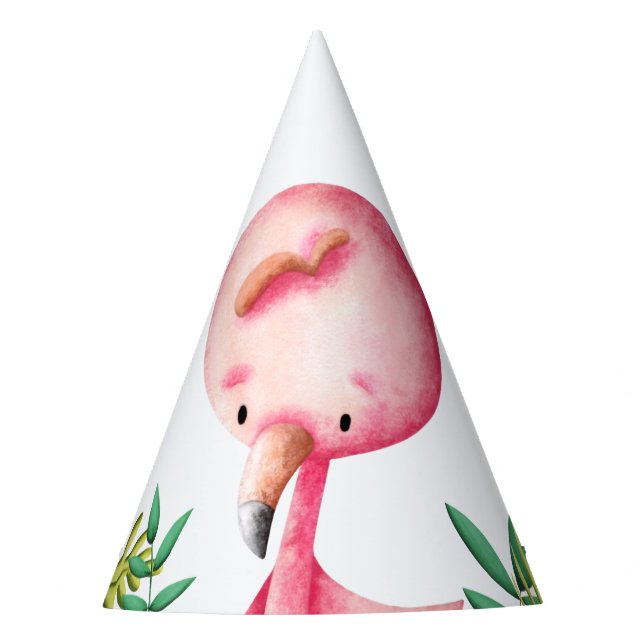 Chapéu De Festa Tropical de Flamingo, rosa, de Verão (Frente)