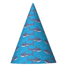 Tubarão-cartoon - Padrão Kid Blue Birthday Hat