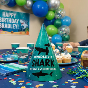 Chapéu De Festa Tubarão Infestado Qualquer Aniversário De Idade