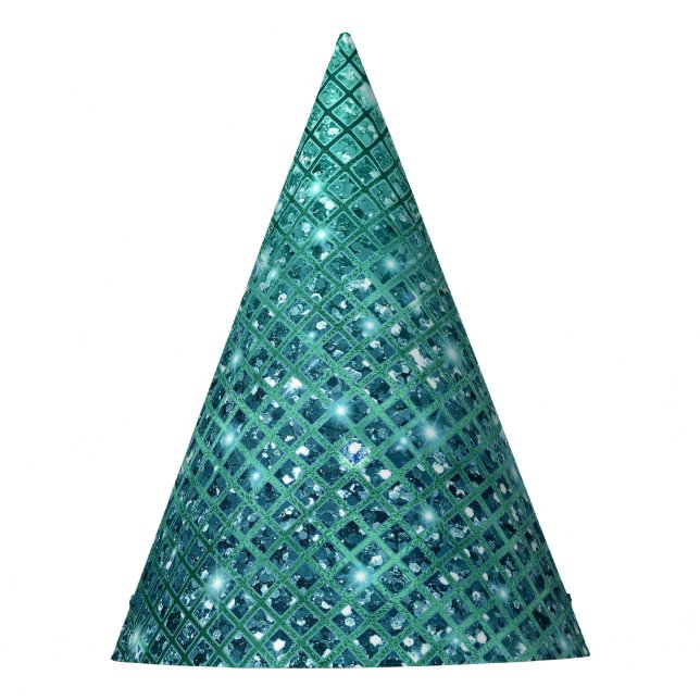 Chapéu De Festa Turquesa Aqua Green Sparkle (Frente)
