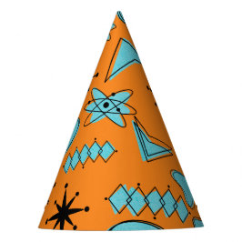 Chapéu De Festa Turquesa de Formas Atômicas MCM em Laranja