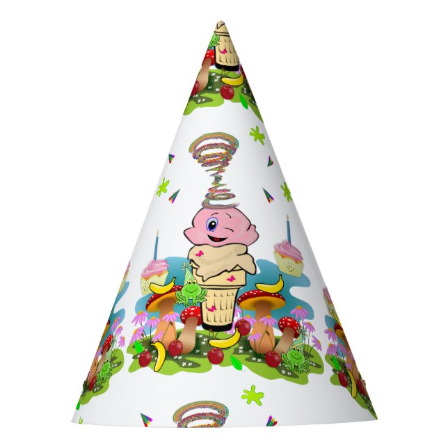 Chapéu De Festa Twin Cupcakes Feliz Aniversário de papel  (Frente)