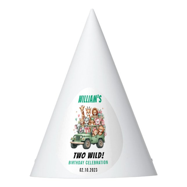 Chapéu De Festa Two Wild Safari Animal 2nd Birthday Party (Frente)