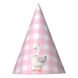 CHAPÉU DE FESTA UM BOBO GOOSE PINK GINGHAM PRIMEIRO ANIVERSARIO