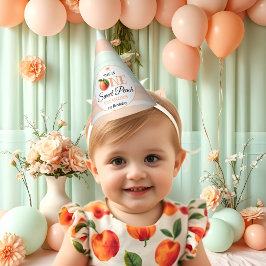 Chapéu De Festa Um doce pêssego Primeiro Aniversário listras aquar
