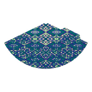 Chapéu De Festa Um tapete azul e branco simétrico com mo intricado