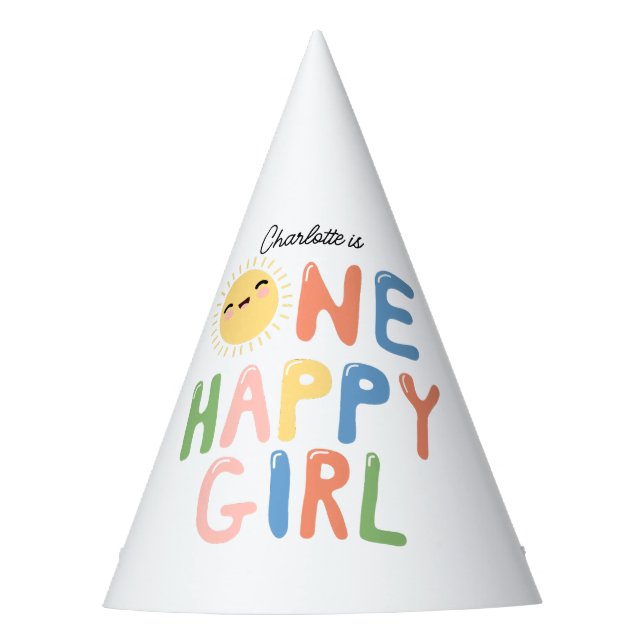 Chapéu De Festa Uma Garota Feliz Aniversário Convidar Sol primeiro (Frente)