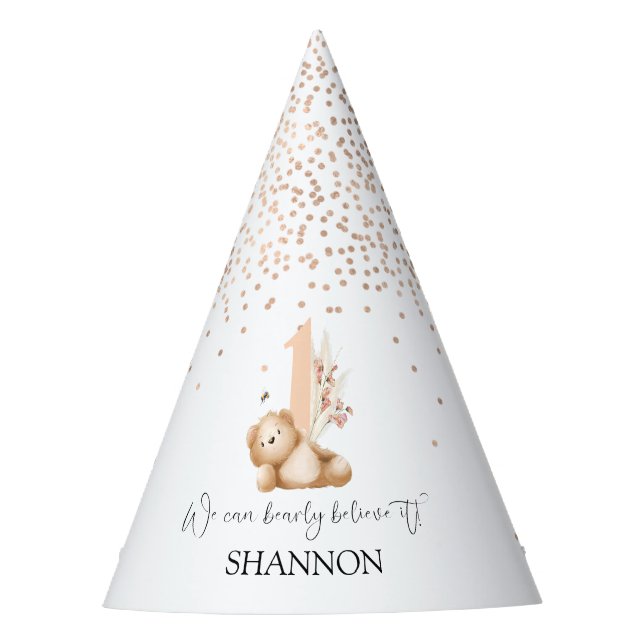 Chapéu De Festa Urso e Abelha Primeiro Aniversário (Frente)