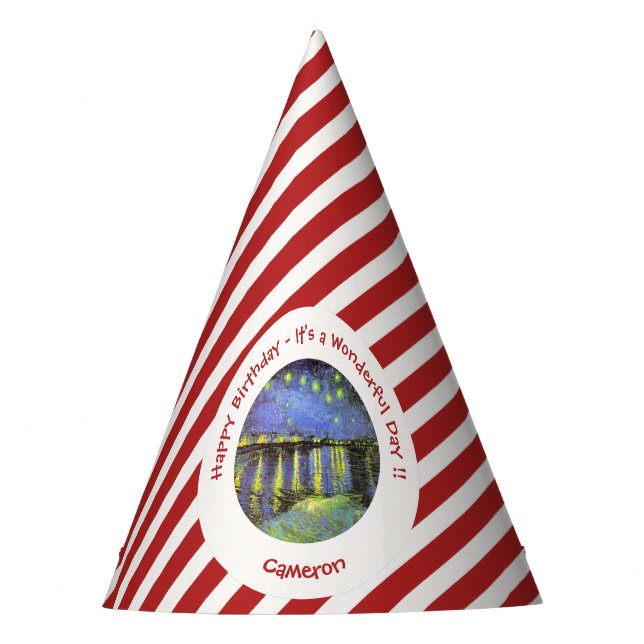 Chapéu De Festa Van Gogh Starry Night sobre os itens do partido Rh (Frente)