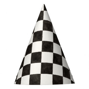 Chapéu De Festa Verificado em preto e branco