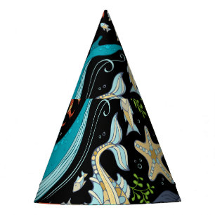 Chapéu De Festa Vida marinha selvagem: vindima colorido.