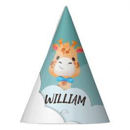 Chapéu De Festa Watercolor Baby Giraffe, Safari Animal Birday