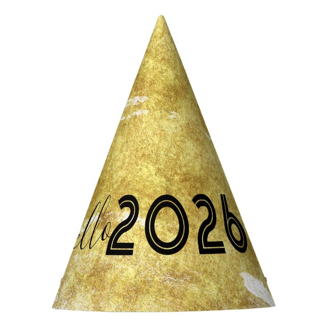 Chapéu De Festa Whimiscal Doodles Hello 2026 New Years Gold (Frente)