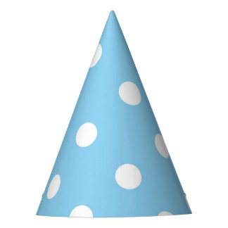 Chapéu De Festa White Polka on Blue Party Hat