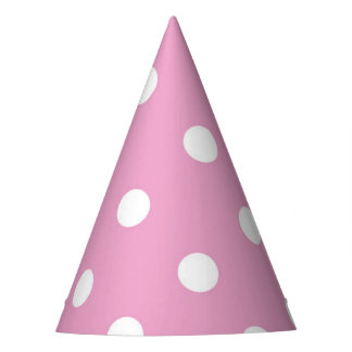 Chapéu De Festa White Polka on Pink Party Hat