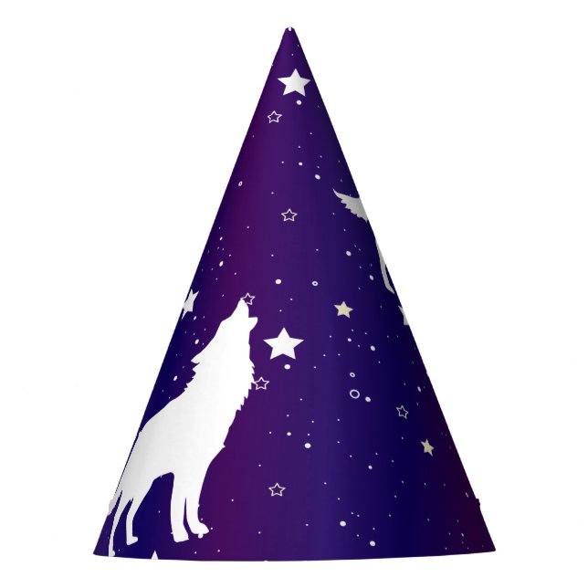 Chapéu De Festa Wolf Silhouette Starry Night Galaxy (Frente)