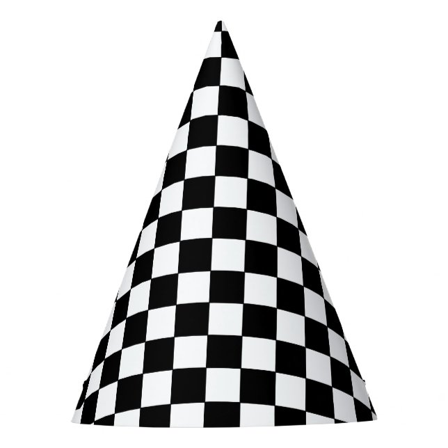 Chapéu De Festa Xadrez Branco e Preto  (Frente)