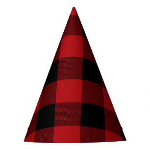 Chapéu De Festa Xadrez de Buffalo Vermelho e Negro Russo