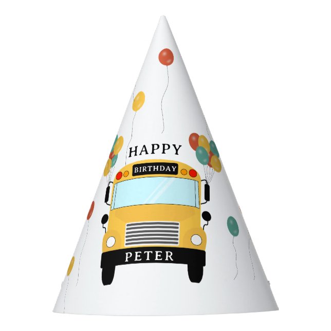 Chapéu De Festa Yellow School Bus Kids Birthday Party (Frente)
