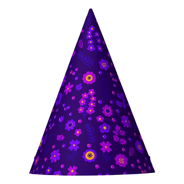 Chapéu de Partido Floral Rosa e Roxo (Frente)