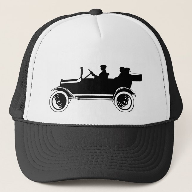 Chapéu do boné da silhueta do carro antigo do (Frente)