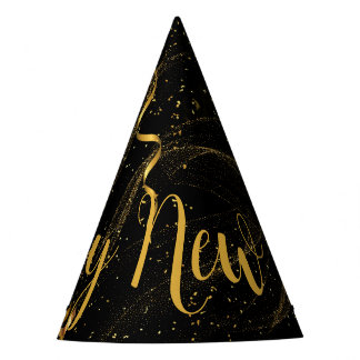 Chapéu do feliz ano novo Negro Dourado (12)