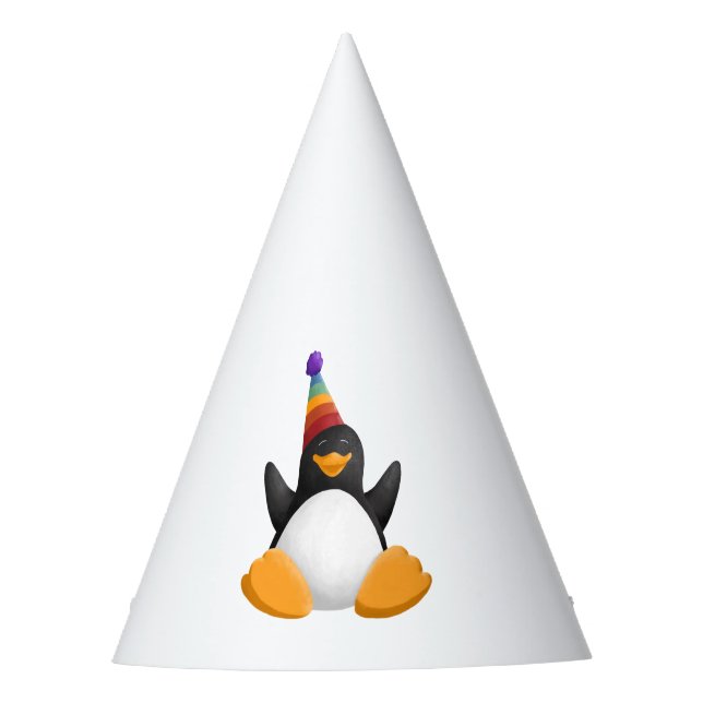 Chapéu do partido do pinguim do feliz aniversario (Frente)
