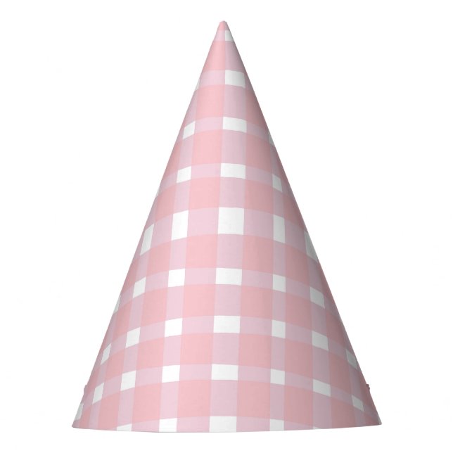 Chapéu do Partido Pastel Pink Gingham (Frente)