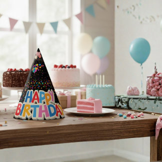 chapéu preto colorido de festa de aniversário