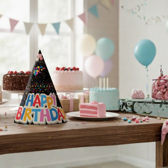 chapéu preto colorido de festa de aniversário (Criador carregado)