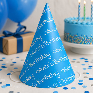 Chapéus de Aniversário Azuis Personalizados com No