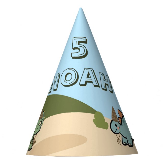Chapéus de Aniversário de Dinossauro Fofo (Frente)
