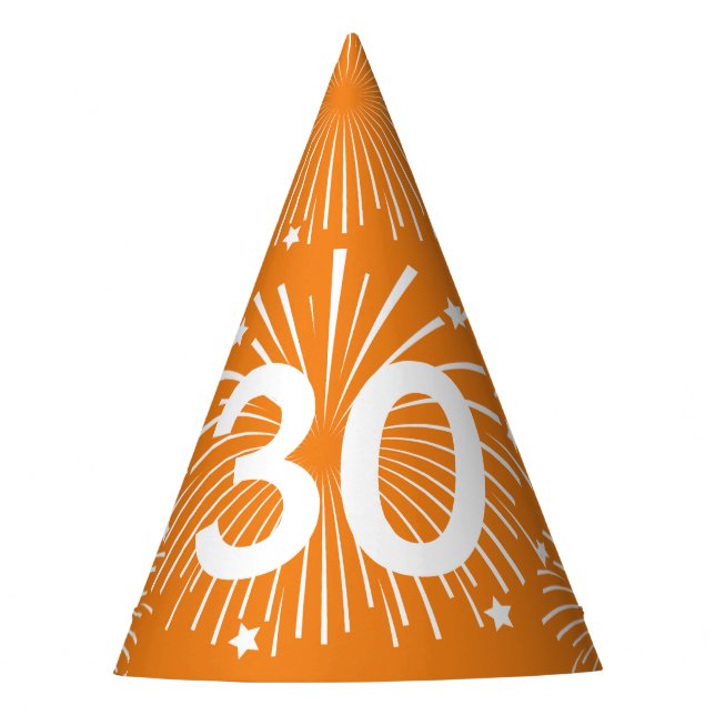 Chapéus de cone de papel de aniversário de 30 anos (Frente)
