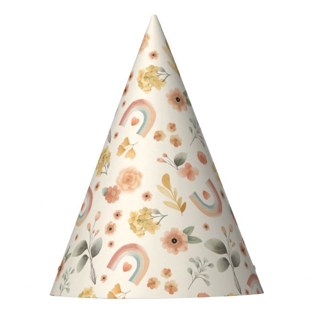 Chapéus de Festa de aniversário Arco-Íris Boho - W (Frente)