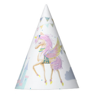 Chapéus de festa de papel apresentam um unicórnio 