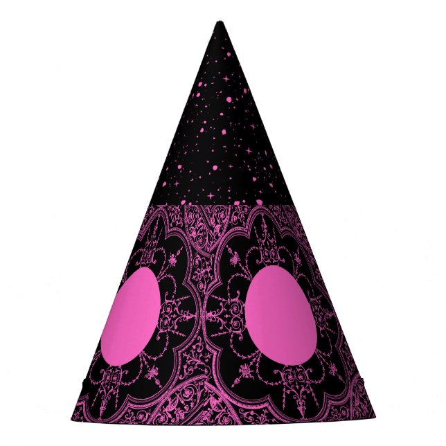 Chapéus de festa rosa e preto (Frente)