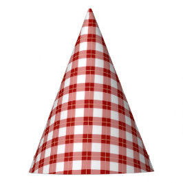 Chapéus de papel vermelhos de gingão para aniversá