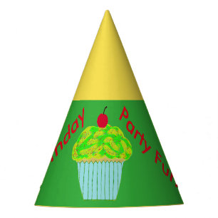 Chapéus do aniversário do cupcake do verde amare